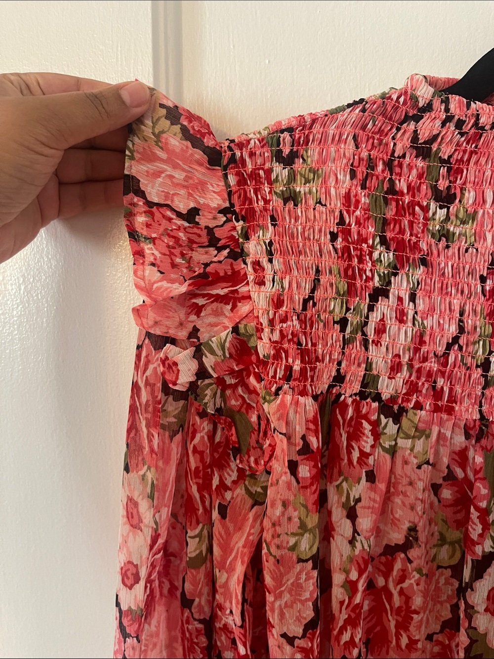 Bardot Remi Floral Smocked High-Neck Blouse Blouse in Pink Gardenia - Picture 8 of 13